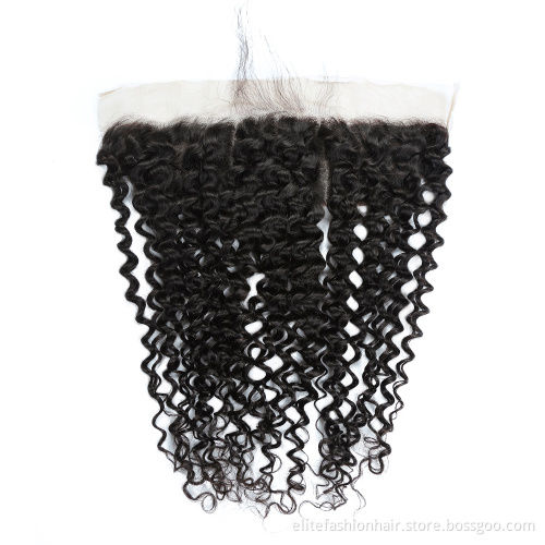 Unprocessed 100% Brazilian Virgin Human Hair 13x4" Ear to Ear Lace Frontal Closure Natural black Curly 13x4 Frontal Closure